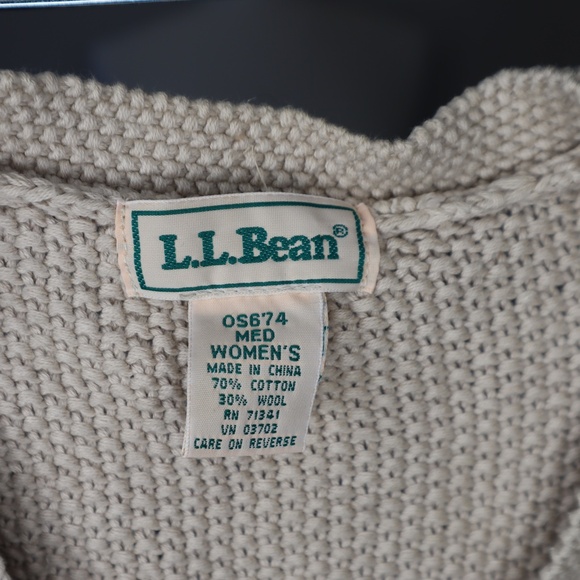 Vintage L.L. Bean Cotton/Wool Cardigan Tan MEDIUM - Picture 4 of 4